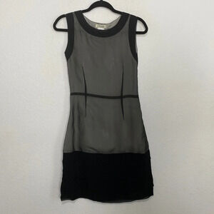 Chloe Black & Gray Sheer 100% Silk Colorblock Sheer Overlay Sheath Dress Size XS